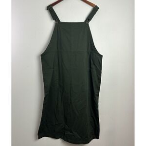 Classic Olive Green Pinafore Midi Dress